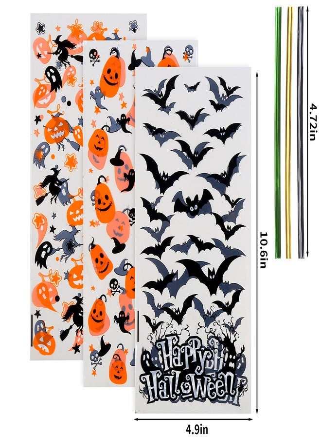 LOKIPA Halloween Cellophane Treat Candy Bags, 150 Pieces - Gift Goody Snack Sweet Bags with Twist Ties for Party Supply (3 Styles) - Image 3